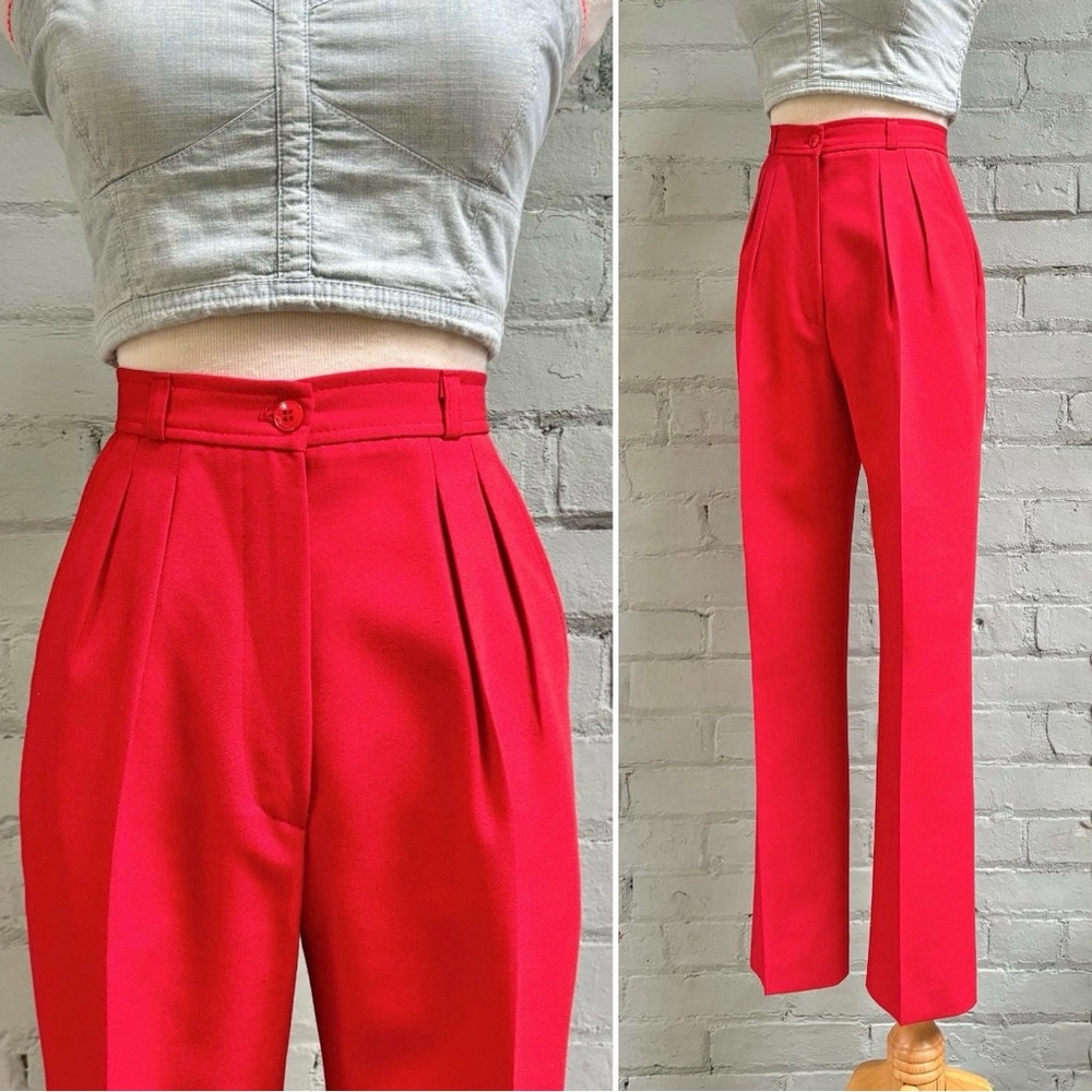Vintage Red Pleated High Waisted Trousers by Jordache